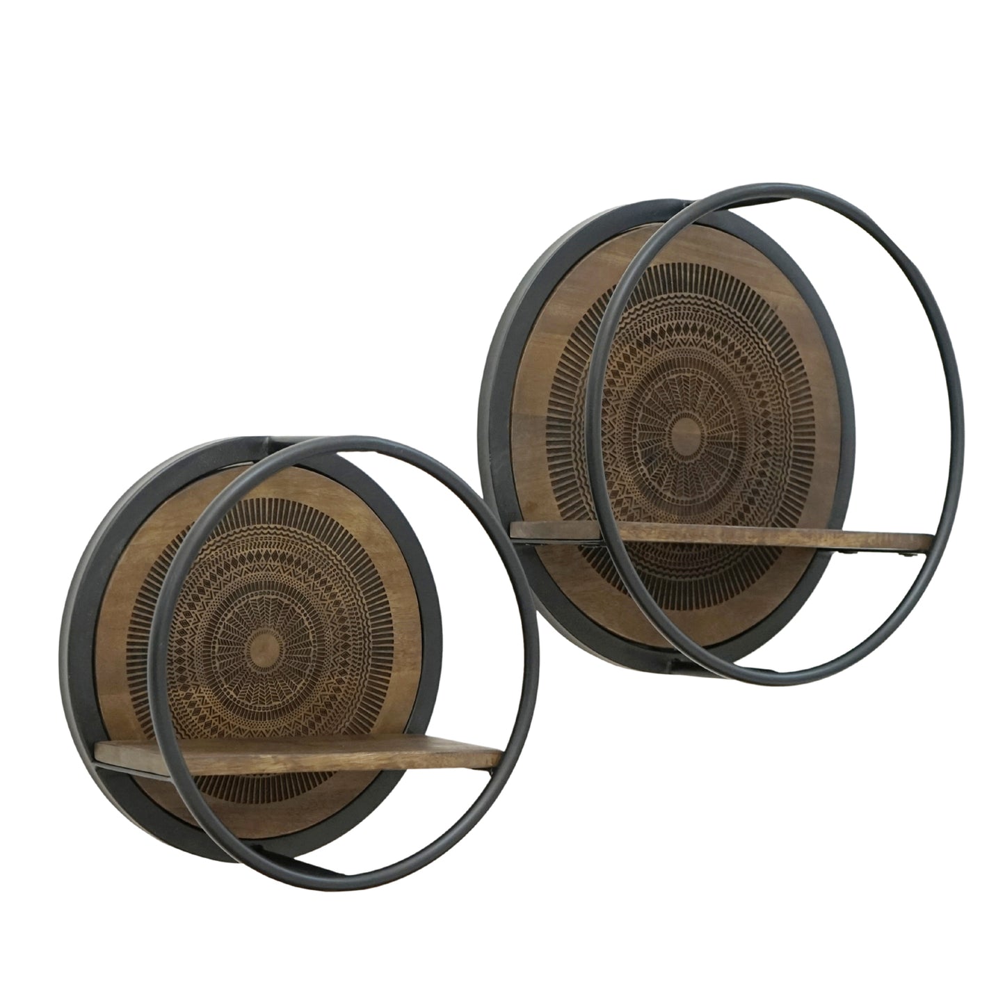 Wooden and Iron Wall Shelfs (set of 2)