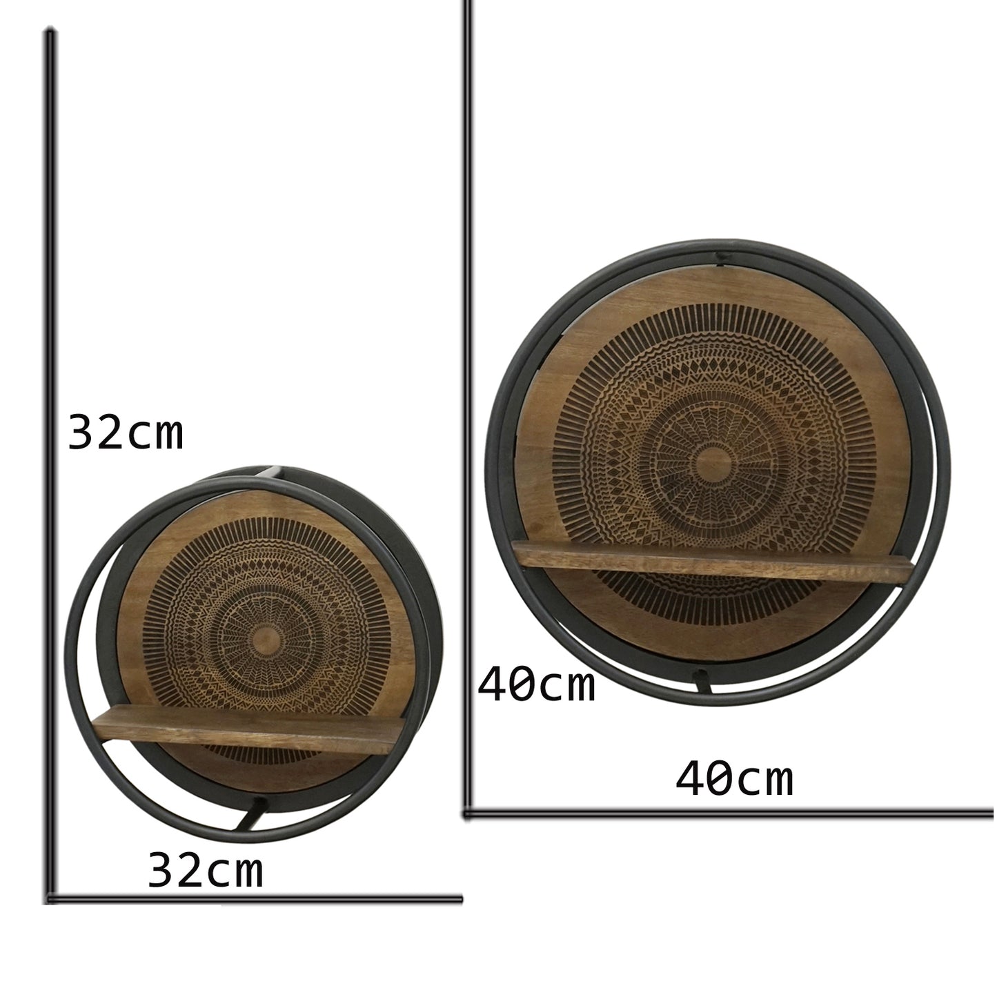 Wooden and Iron Wall Shelfs (set of 2)