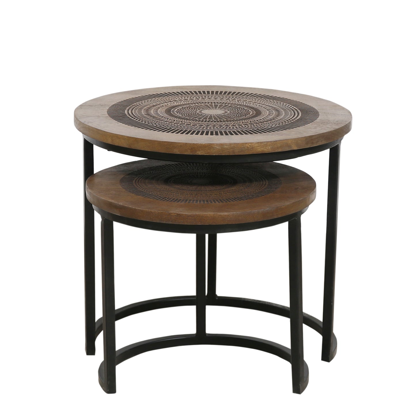Wooden and Iron Stools (set of 2)
