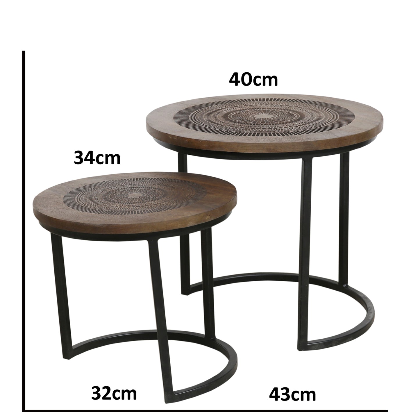 Wooden and Iron Stools (set of 2)