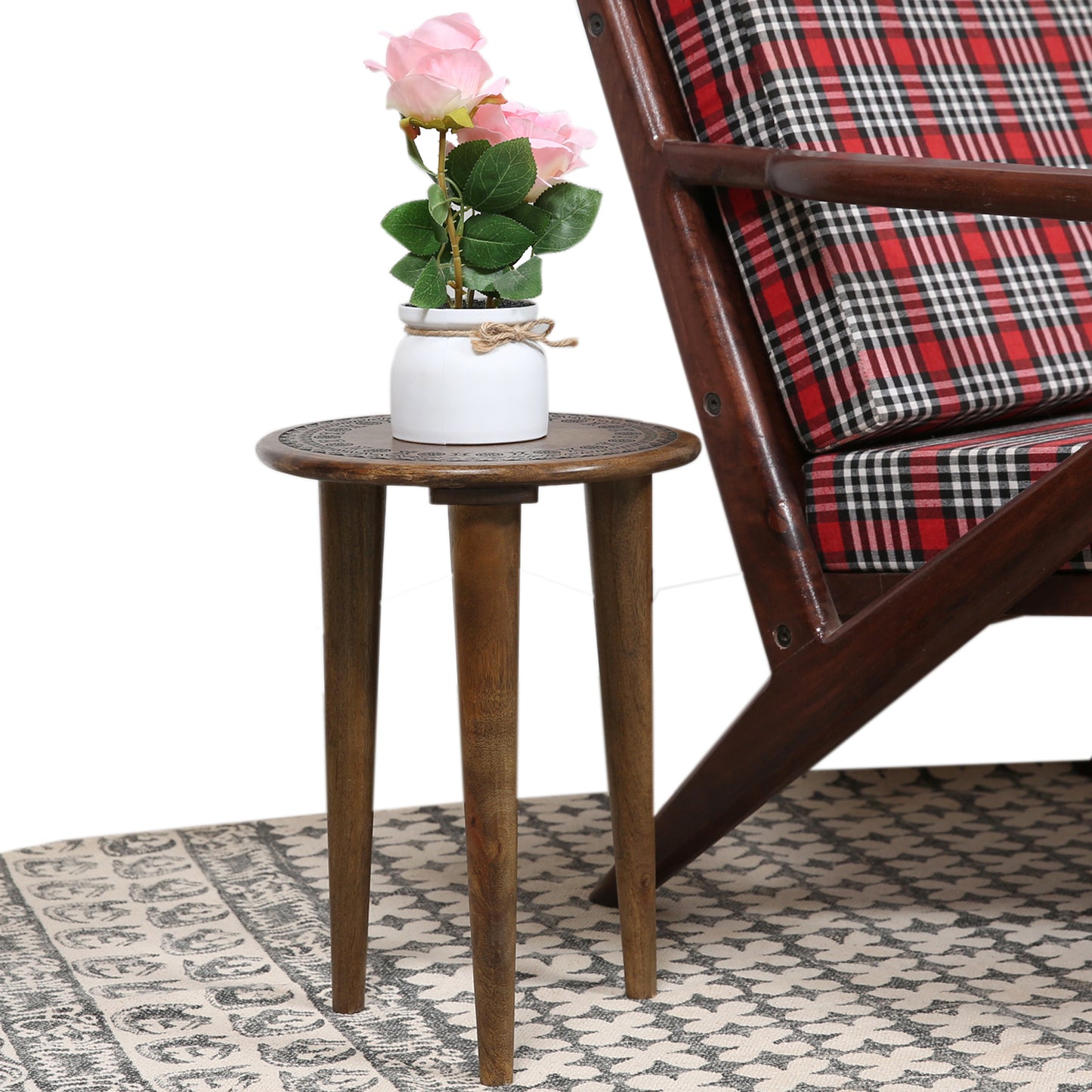 wooden round foldable stool