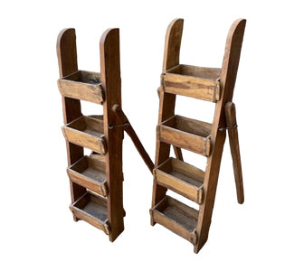 Rustic Foldable Planters Crafted from Reclaimed Wood & Antique Brick Molds